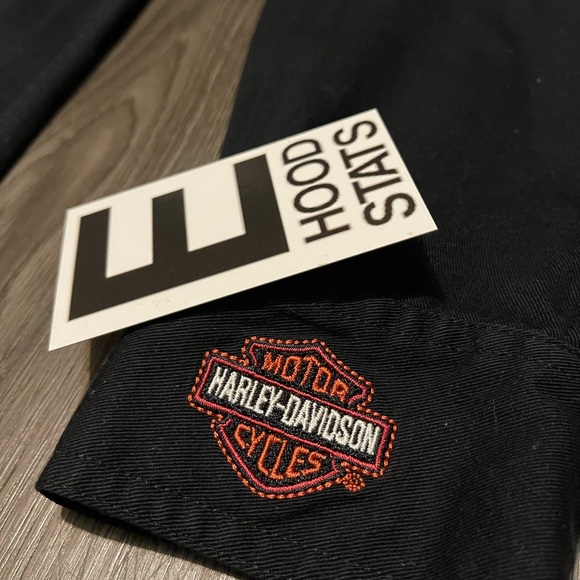 Harley Davidson Black Button Down Long Sleeve Embroidered Logo Mens Size L Shirt - Picture 7 of 17